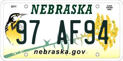 NE license plate 97AF94