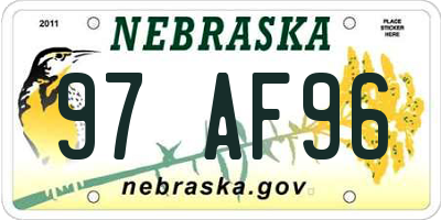 NE license plate 97AF96