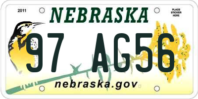 NE license plate 97AG56