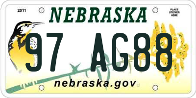 NE license plate 97AG88