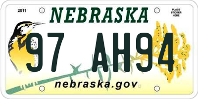 NE license plate 97AH94