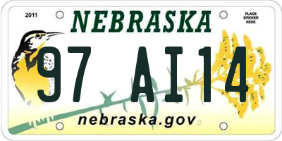NE license plate 97AI14