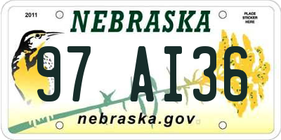 NE license plate 97AI36