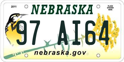 NE license plate 97AI64