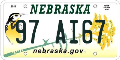 NE license plate 97AI67