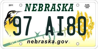 NE license plate 97AI80