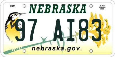 NE license plate 97AI83