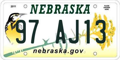 NE license plate 97AJ13