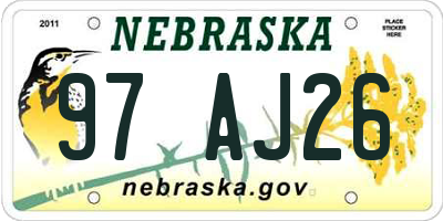 NE license plate 97AJ26