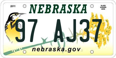 NE license plate 97AJ37