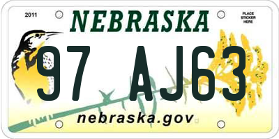 NE license plate 97AJ63