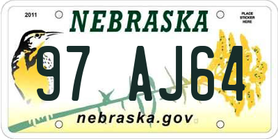 NE license plate 97AJ64