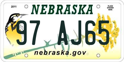 NE license plate 97AJ65