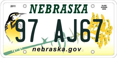 NE license plate 97AJ67