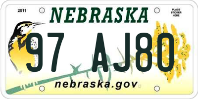 NE license plate 97AJ80