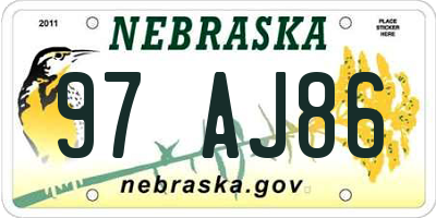 NE license plate 97AJ86