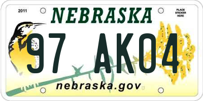 NE license plate 97AK04