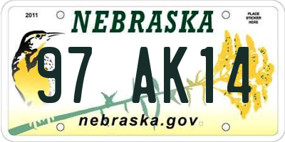 NE license plate 97AK14