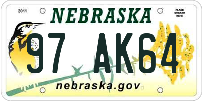 NE license plate 97AK64