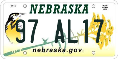 NE license plate 97AL17