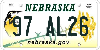 NE license plate 97AL26