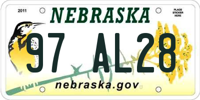 NE license plate 97AL28