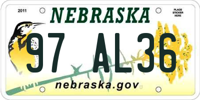 NE license plate 97AL36