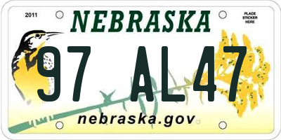 NE license plate 97AL47