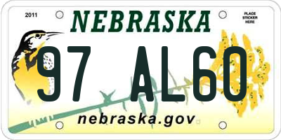 NE license plate 97AL60