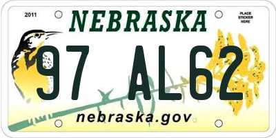 NE license plate 97AL62