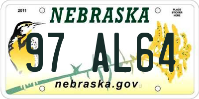 NE license plate 97AL64
