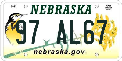 NE license plate 97AL67