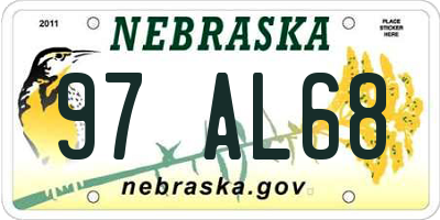 NE license plate 97AL68