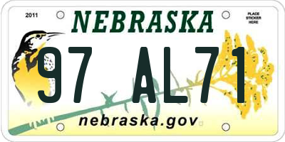 NE license plate 97AL71