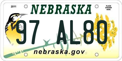 NE license plate 97AL80