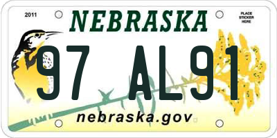 NE license plate 97AL91