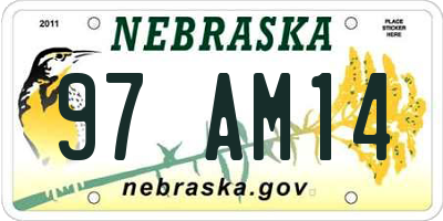 NE license plate 97AM14