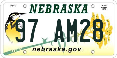 NE license plate 97AM28