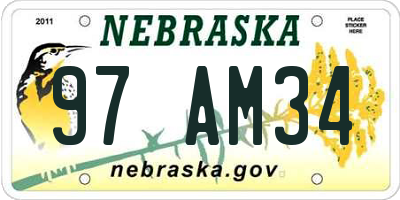 NE license plate 97AM34