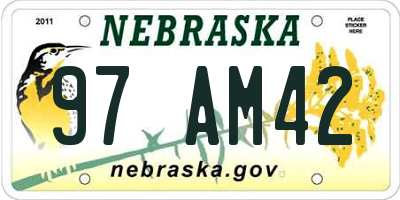 NE license plate 97AM42