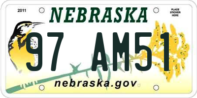 NE license plate 97AM51
