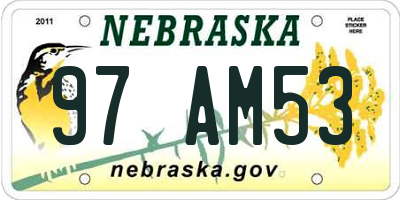 NE license plate 97AM53