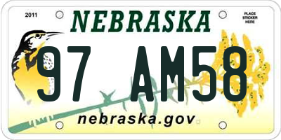 NE license plate 97AM58