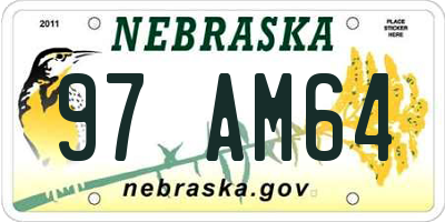 NE license plate 97AM64