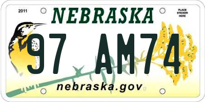 NE license plate 97AM74