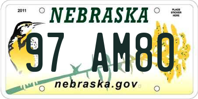NE license plate 97AM80