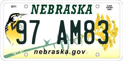 NE license plate 97AM83
