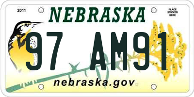 NE license plate 97AM91