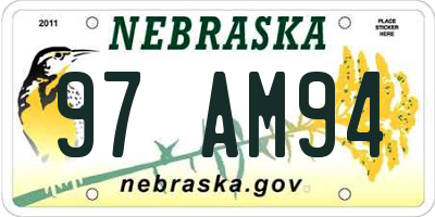 NE license plate 97AM94