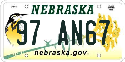 NE license plate 97AN67
